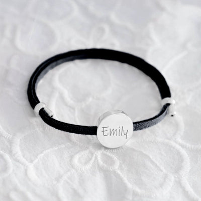 18k Custom Suede Circle Name Bracelet