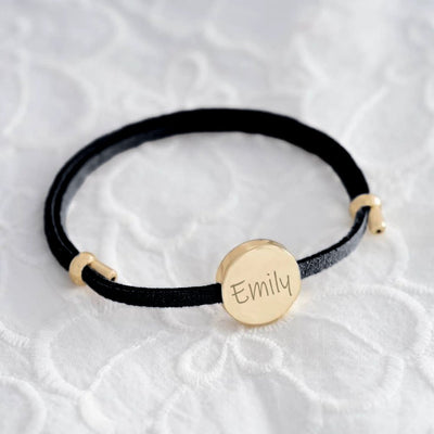 18k Custom Suede Circle Name Bracelet