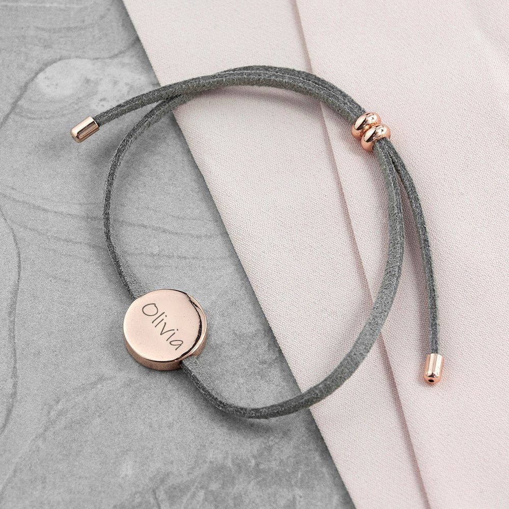 18k Custom Suede Circle Name Bracelet