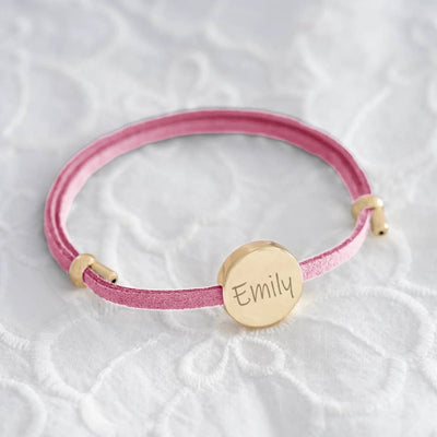 18k Custom Suede Circle Name Bracelet