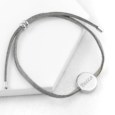 18k Custom Suede Circle Name Bracelet