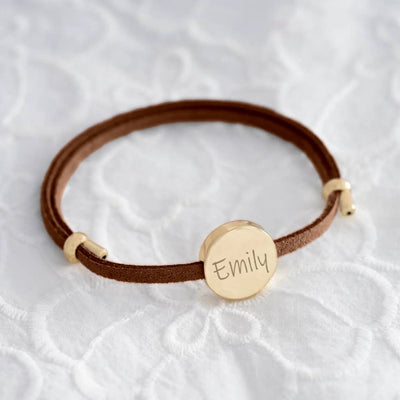 18k Custom Suede Circle Name Bracelet