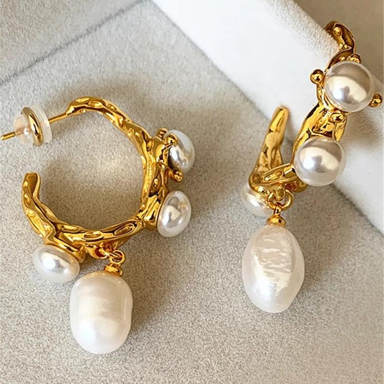 Baroque Pearl Earrings with 18K Gold Plating