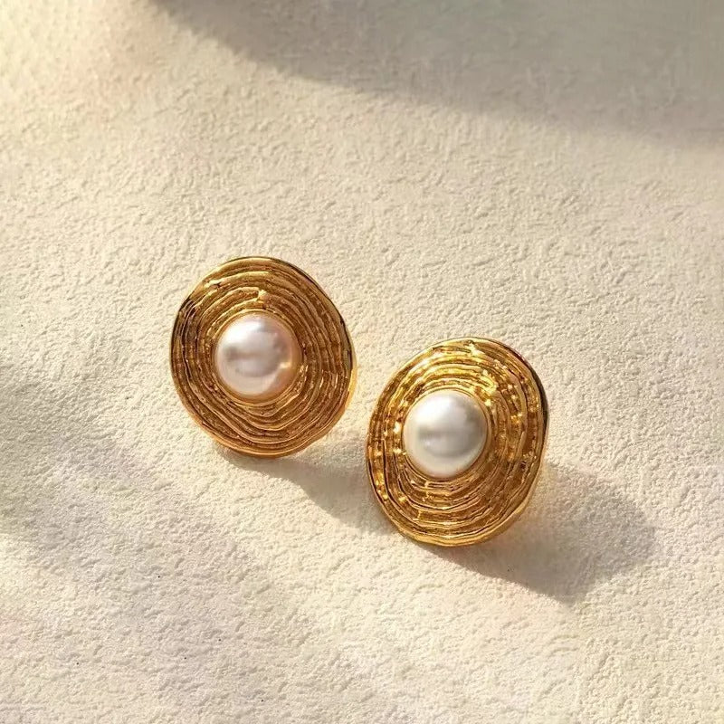 Vintage Freshwater Baroque Pearl Earrings with 18K Gold Plating