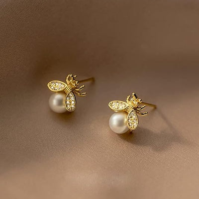 Handmade Gold-Plated Bee Earrings