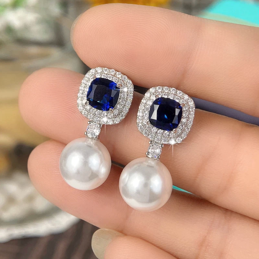 Sparkling Cubic Zirconia & Pearl Earrings