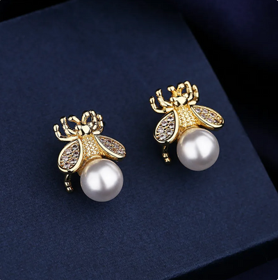 Handmade Gold-Plated Bee Earrings