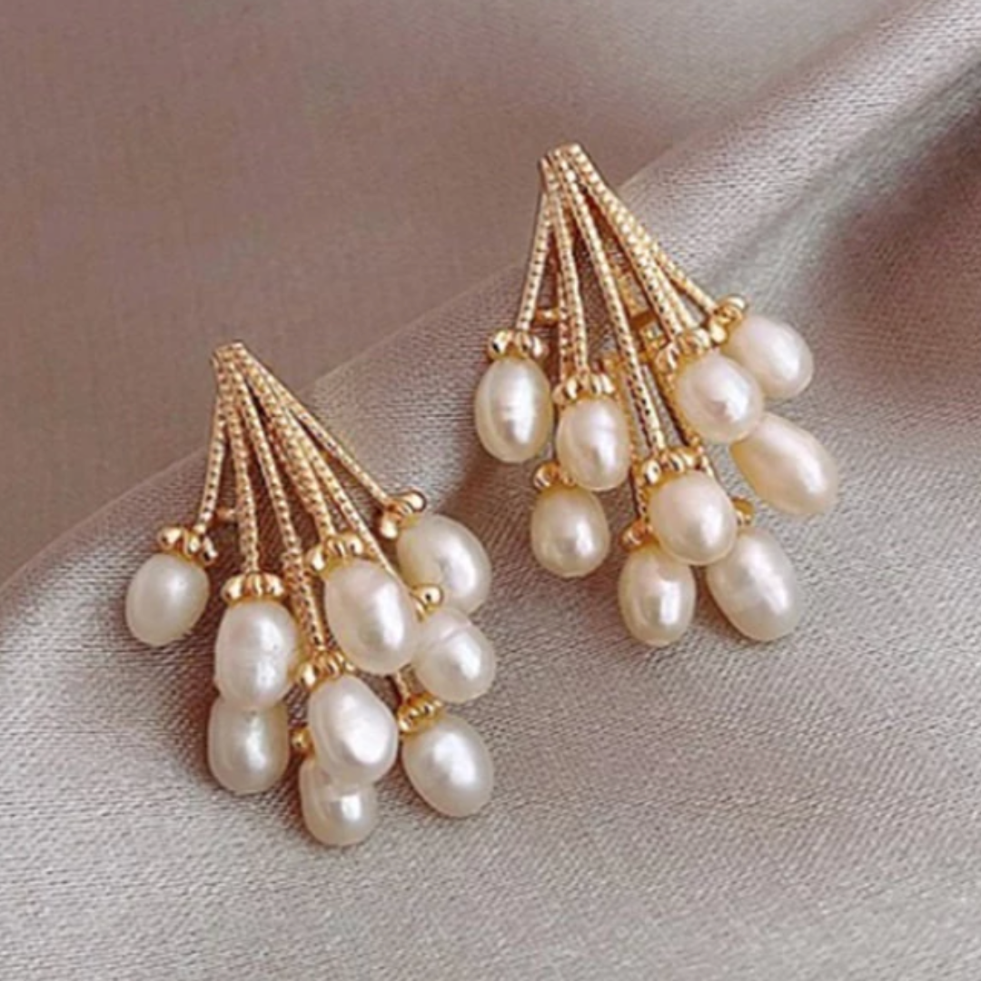 Handmade Natural Pearl Cluster Earrings