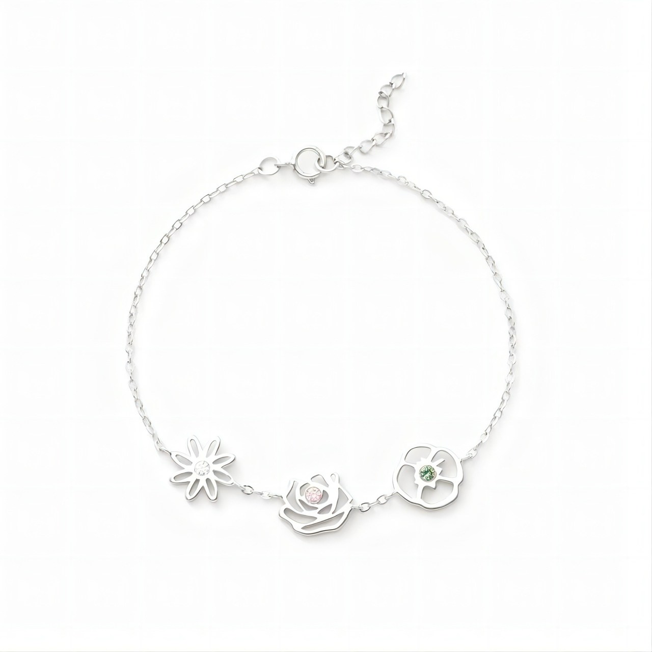 Dainty Birth Flower & Birthstone Bracelet