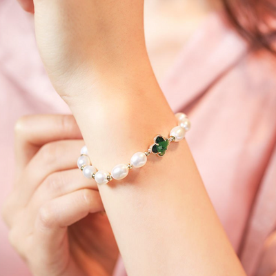 Emerald Clover Leaf Beaded Bracelet