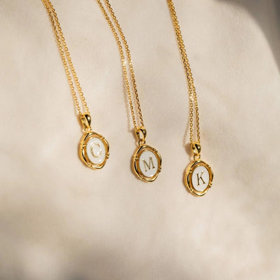 Accented Initial Chain Charm Necklace