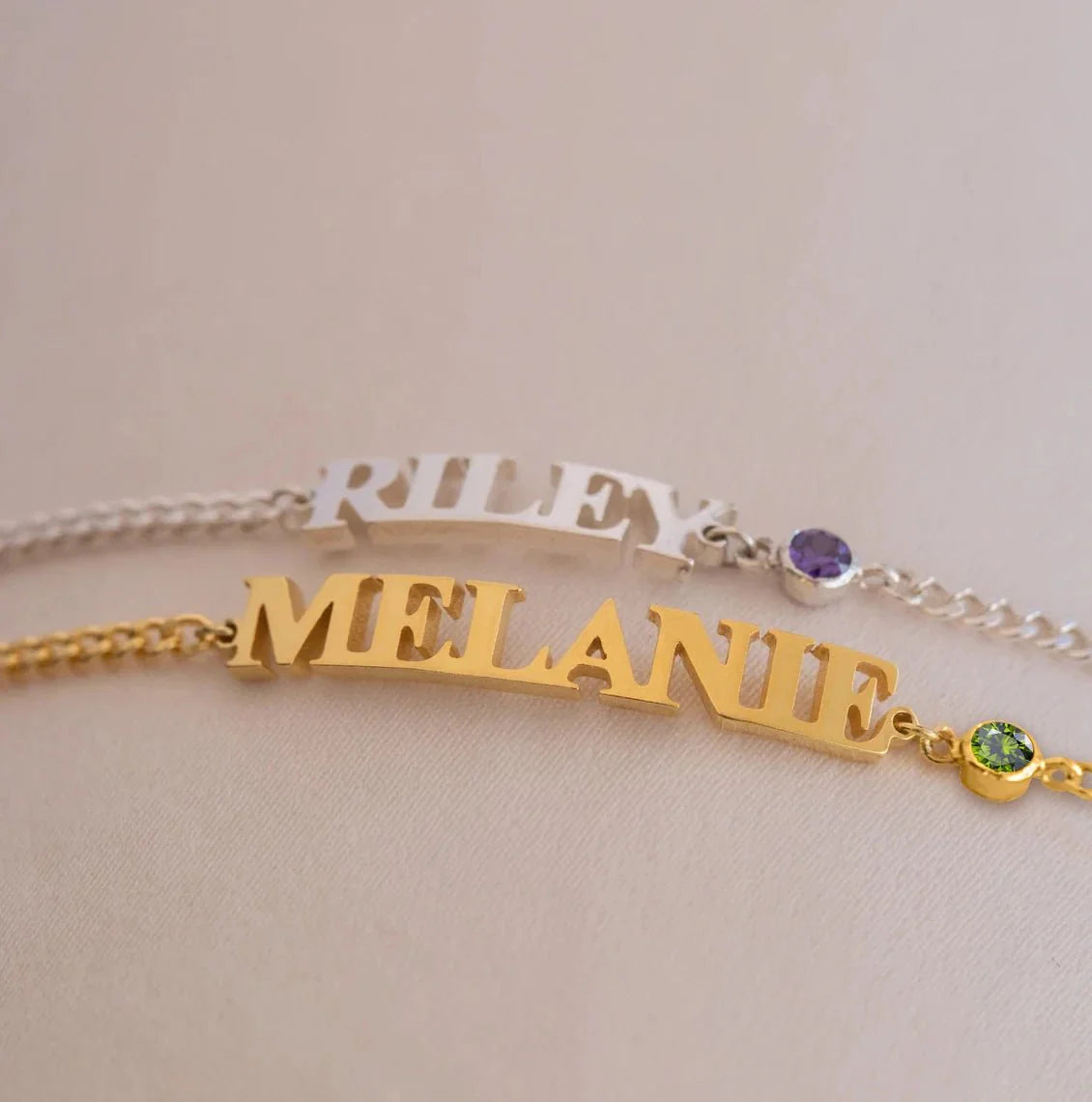 Customized Name & Birthstone Chain Bracelet