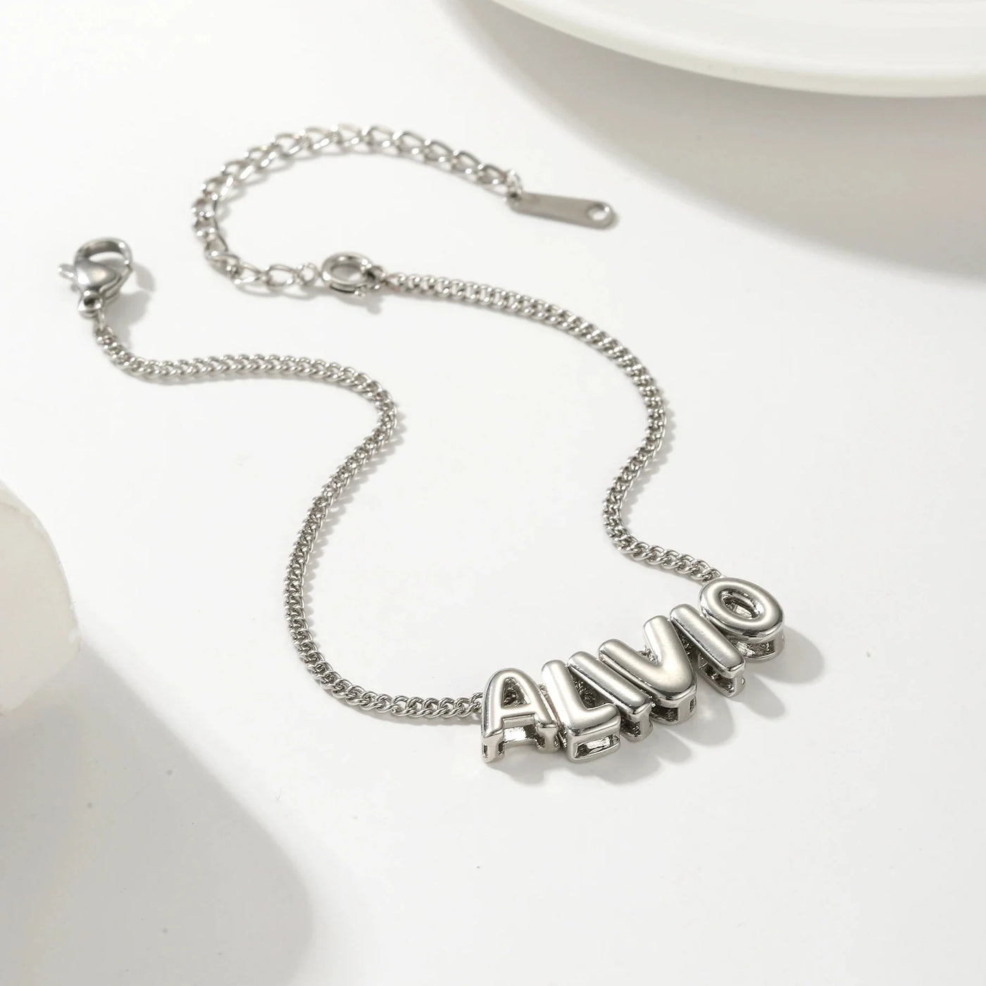 Dainty Bubble Letter Name Bracelet