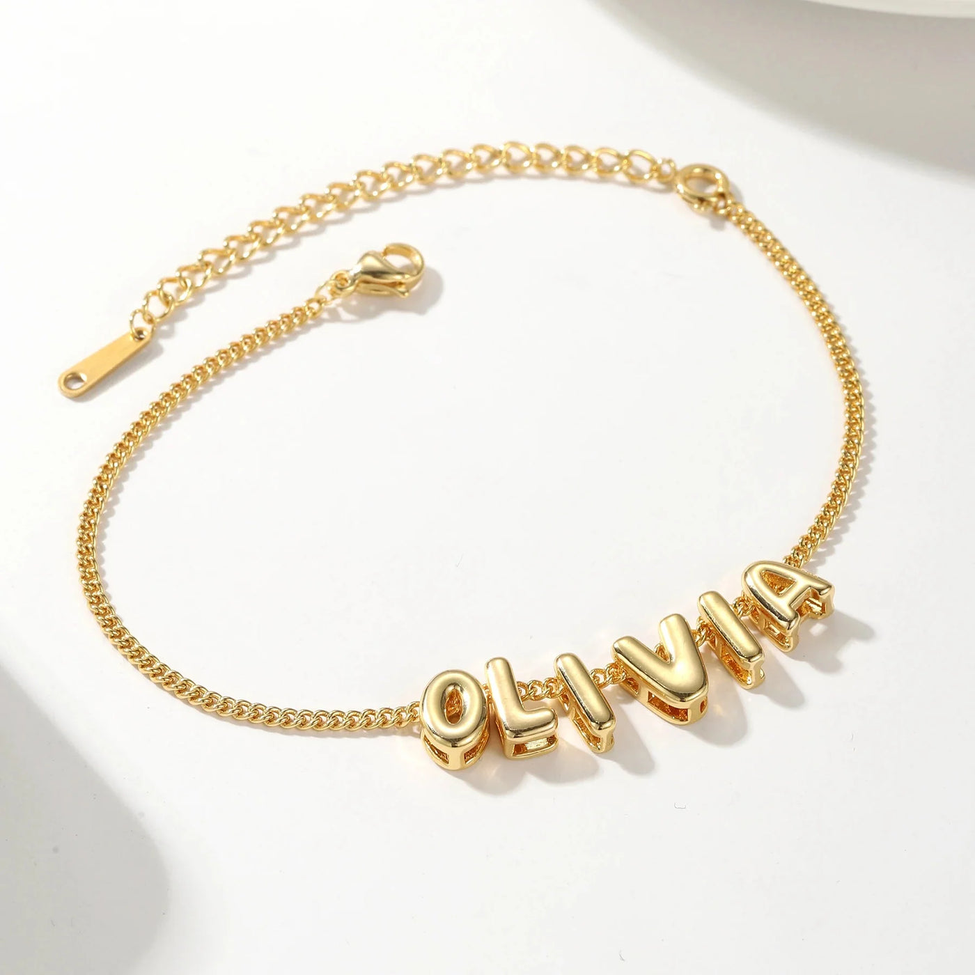 Dainty Bubble Letter Name Bracelet