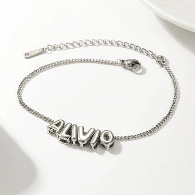 Dainty Bubble Letter Name Bracelet