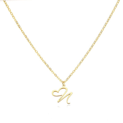 Dainty Heart Letter Initial Necklace