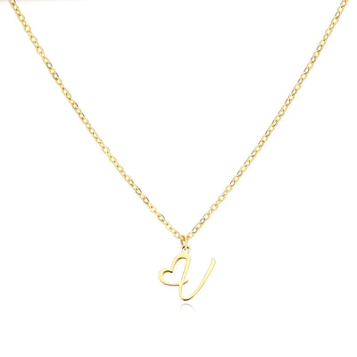 Dainty Heart Letter Initial Necklace