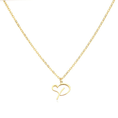 Dainty Heart Letter Initial Necklace