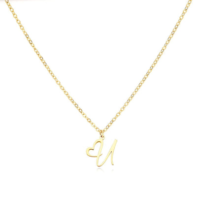 Dainty Heart Letter Initial Necklace