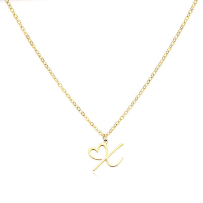 Dainty Heart Letter Initial Necklace