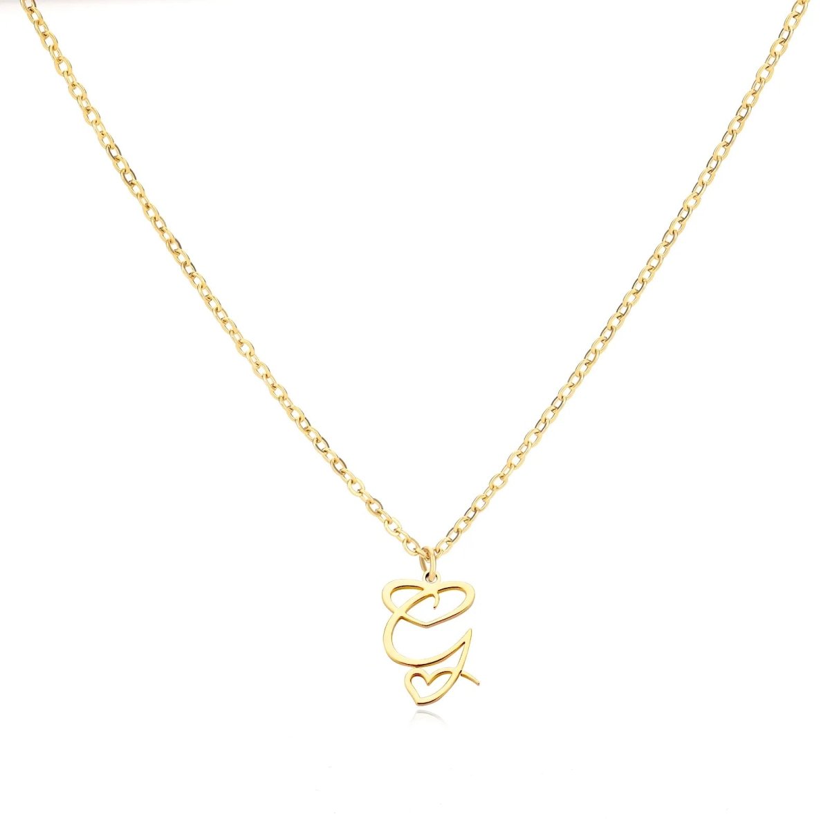 Dainty Heart Letter Initial Necklace