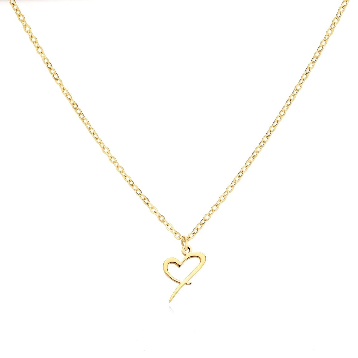 Dainty Heart Letter Initial Necklace