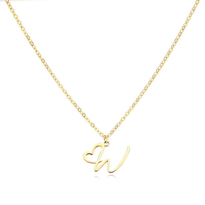 Dainty Heart Letter Initial Necklace