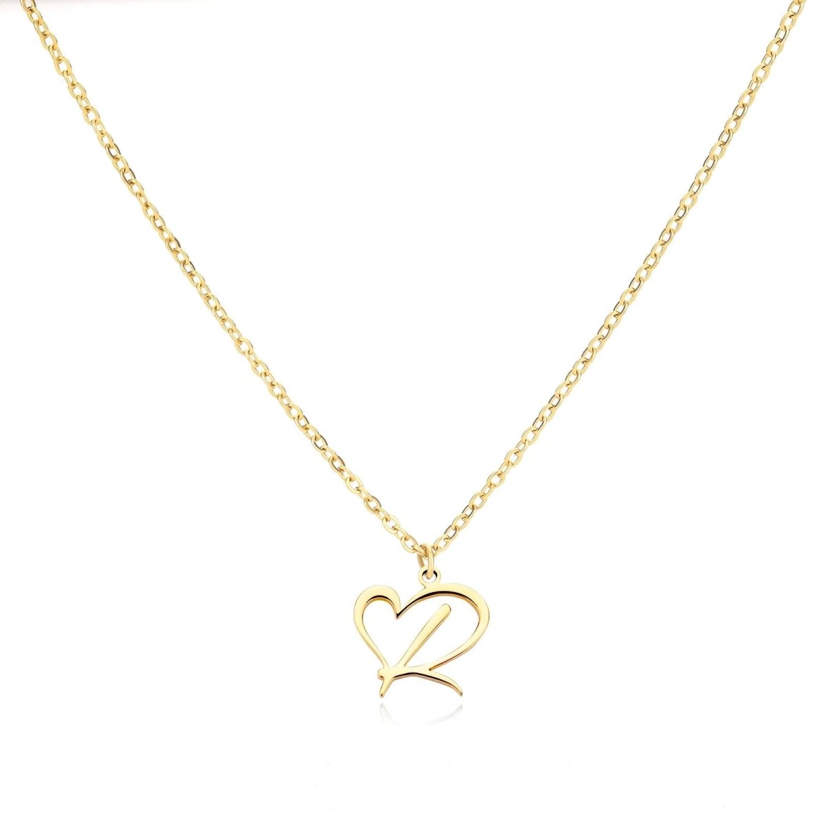 Dainty Heart Letter Initial Necklace