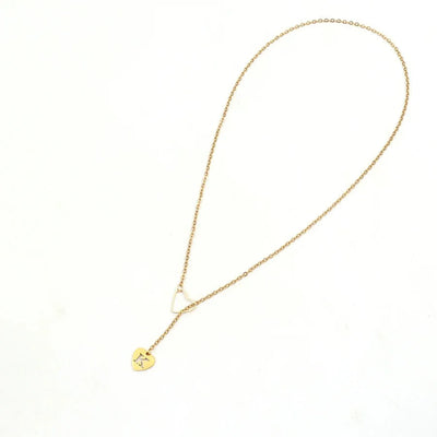 Dainty Heart Letter Initial Lariat Necklace