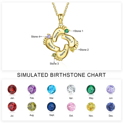 Personalized Baby Feet Name & Birthstone Necklace