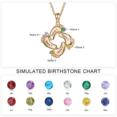 Personalized Baby Feet Name & Birthstone Necklace