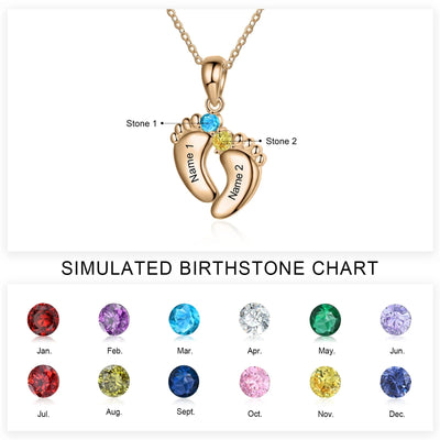 Personalized Baby Feet Name & Birthstone Necklace