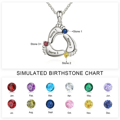 Personalized Baby Feet Name & Birthstone Necklace