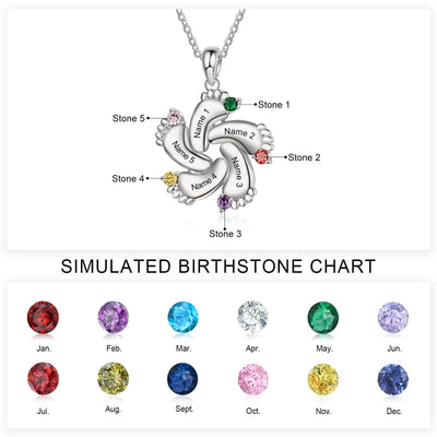 Personalized Baby Feet Name & Birthstone Necklace