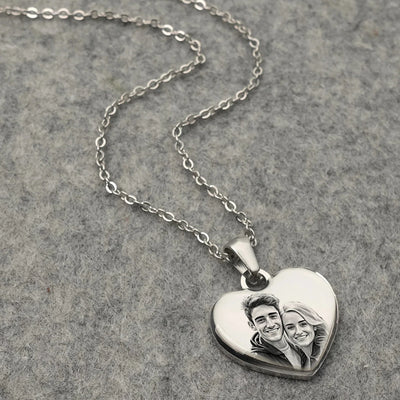 Personalized Picture & Text Heart Pendant Necklace